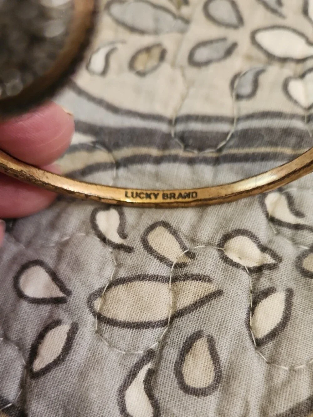 Lucky Brand Gold-Tone Disc Charm Bangle with Pavé Accent